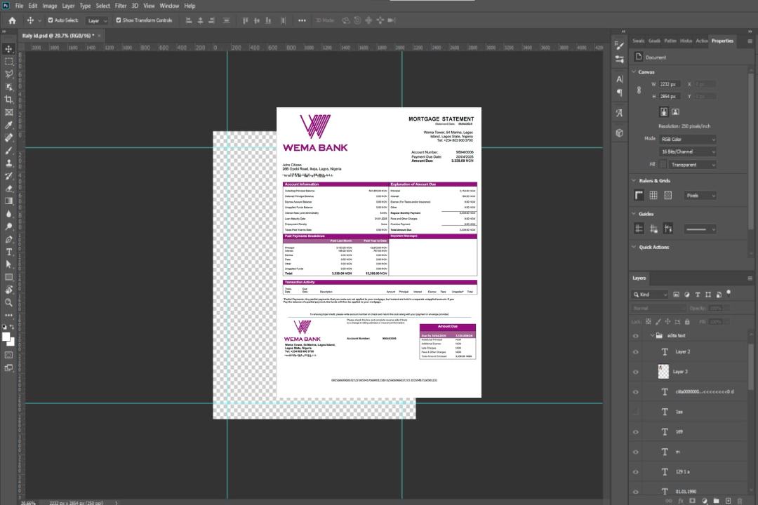 Modèle Word et PDF de relevé hypothécaire de la Wema Bank du Nigéria template Modèle Word et PDF de relevé hypothécaire de la Wema Bank du Nigéria template